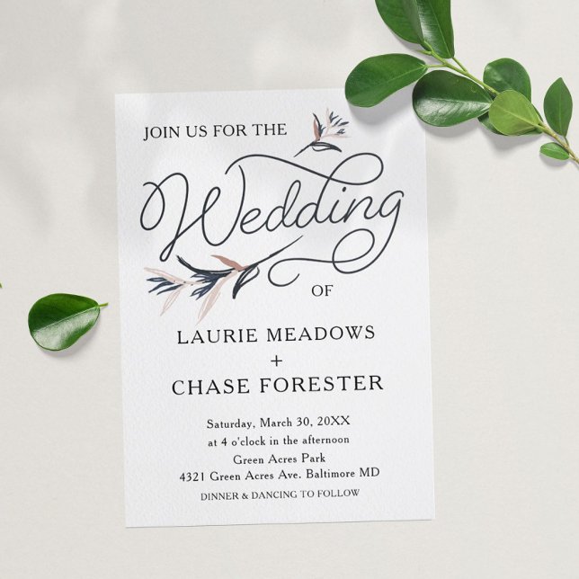 Sketch Floral Minimal Boho Hochzeit Einladung (Von Creator hochgeladen)