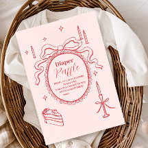 Sketch Hand Drawn Bow Babydusche Diapper Raffle