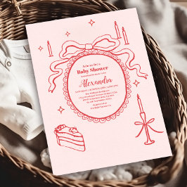 Sketch Hand Drawn Bow Babydusche Einladung