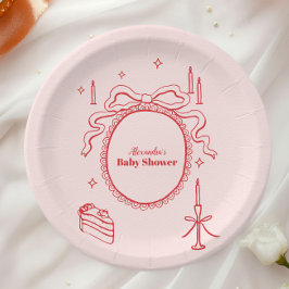 Sketch Hand Drawn Bow Babydusche Pappteller