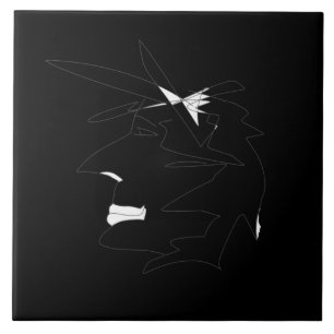 Sketch Head Seltsames Gesicht Minimalismus Fliese