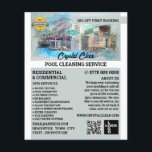 Sketch im Haus, Schwimmbad, Reinigung Flyer<br><div class="desc">House Pool Sketch,  Schwimmbad Reinigung Service Werbung Flyer durch den Business Card Store.</div>
