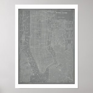 Sketch of New York City Map Poster