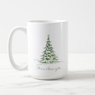 Sketch Pine Christmas Tree Minimaler Skriptname Kaffeetasse