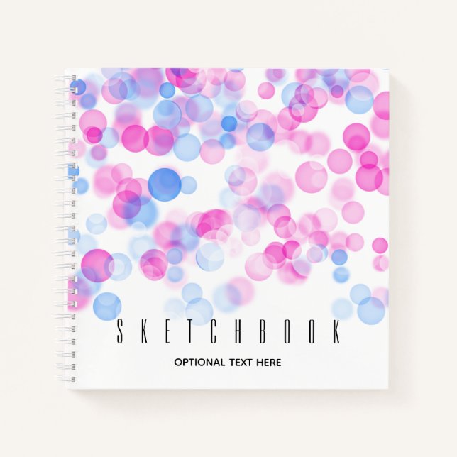 Sketch Pink Blue Bokeh-Effekt Punkte | PERSONALISI Notizbuch (Vorderseite)