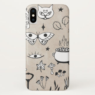 Sketch-Schmetterling-Katzenflasche Blätter Sternen Case-Mate iPhone Hülle