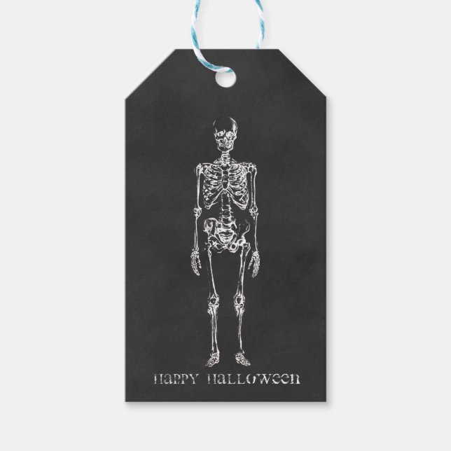 Sketch Skeleton Happy Halloween Geschenkanhänger (Vorderseite)