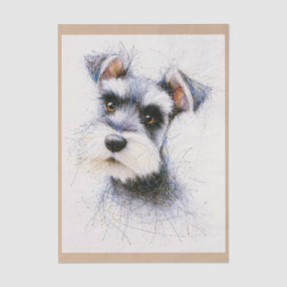 Sketch Style Cute Schnauzer Dog EW4L Decoupage Seidenpapier