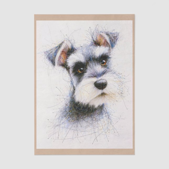  Sketch Style Cute Schnauzer Dog EW4R Decoupage Seidenpapier (Vorderseite)