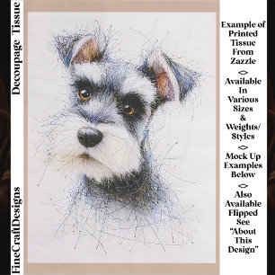 Sketch Style Süßer Schnauzer Hund EW4L Decoupage Seidenpapier