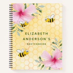 Sketchbook bienen gelbe Wabenkraut rosa Blume Notizbuch