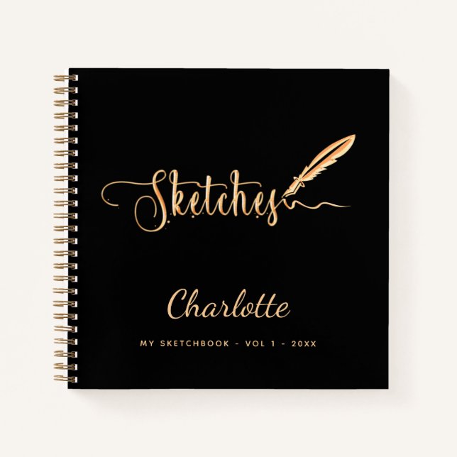 Sketchbook Black Gold Stift Notizbuch (Vorderseite)