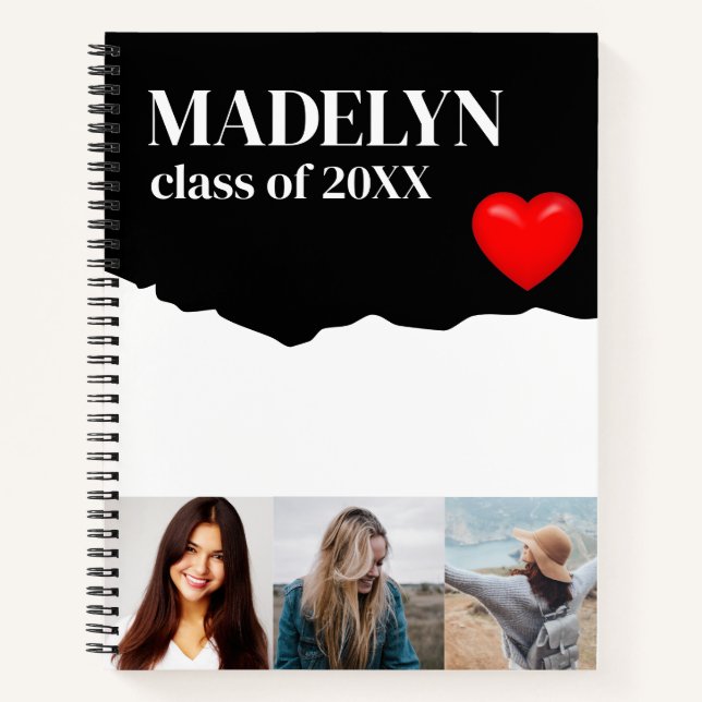 Sketchbook Custom 3Photo Monogram Name Notizbuch (Vorderseite)