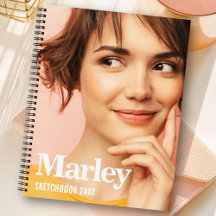 Sketchbook Custom Foto Niedlich White Monogram Nam