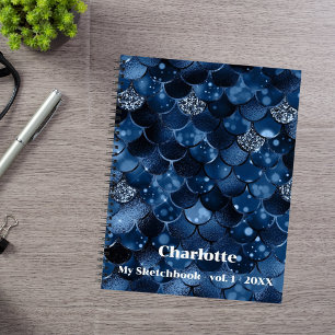 Sketchbook dunkelblaue Meerjungwaage Notizbuch