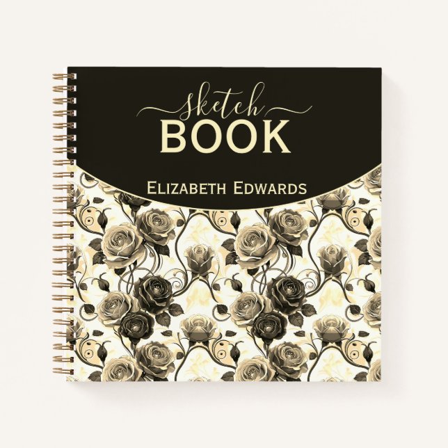 Sketchbook Elegancia Nocturna Carbón y Beige Notizbuch (Vorderseite)