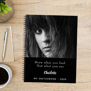 Sketchbook Foto Schwarz-weiß inspirierend Zitat Notizbuch