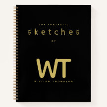 Sketchbook für personalisierte Schwarze-Gold-Initi