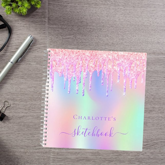 Sketchbook Glitzer Tropfen holografische Einhornro Notizbuch (Von Creator hochgeladen)