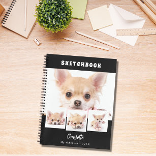 Sketchbook-Hund Haustier Schwarz-weißes Foto Colla Notizbuch