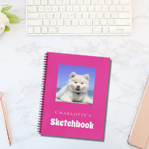 Sketchbook-Hunde-Foto-Drehbuch Hot-Rosa-Girl Notizbuch