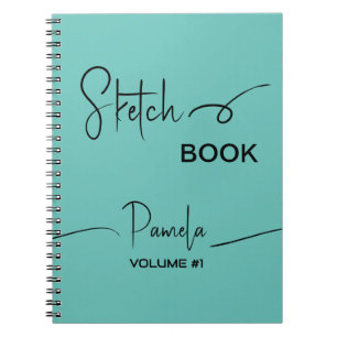 Sketchbook Ihr Name Script Aquamarin blau Notizblock