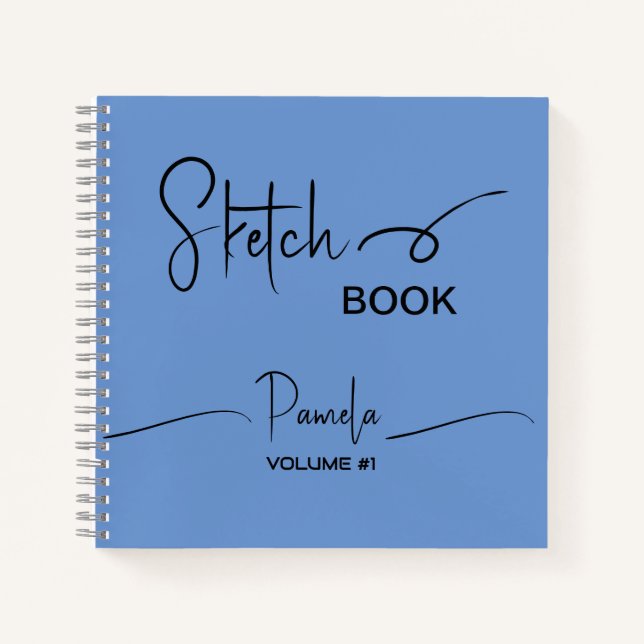 Sketchbook Ihr Name Script Aquamarin blau Notizbuch (Vorderseite)