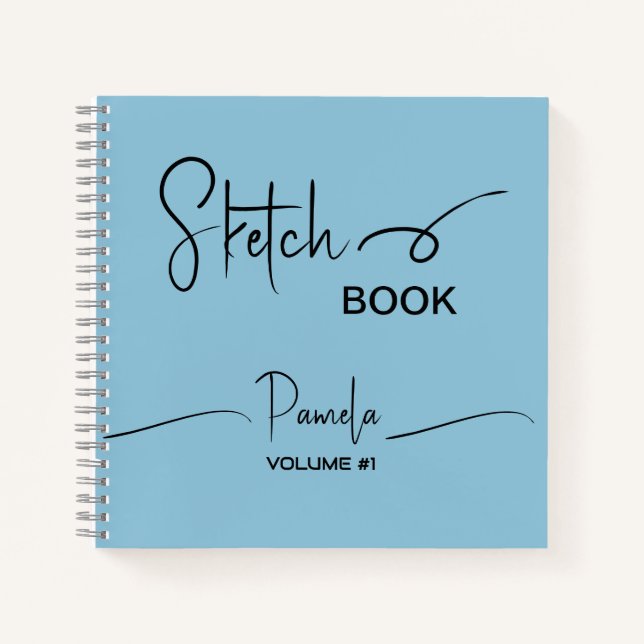 Sketchbook Ihr Name Script Aquamarin blau Notizbuch (Vorderseite)