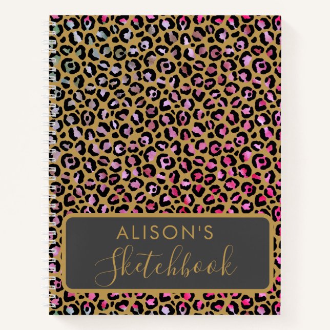 Sketchbook Leopard Multicolor Animal Print Notizbuch (Vorderseite)