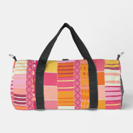 Sketchbook Marks-Textured Multicoloured Stripes Duffle Bag