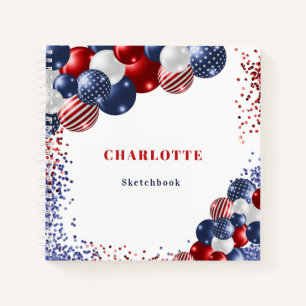 Sketchbook patriotische rot-blaue schwarze Ballons Notizbuch