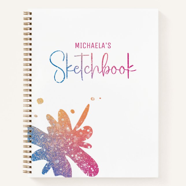 Sketchbook Rainbow Glitzer Spritzer Notizbuch (Vorderseite)