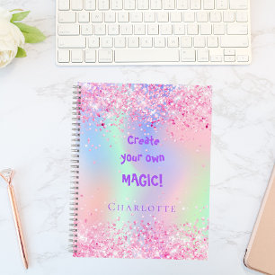 Sketchbook Rosa holografische inspirierende Zitat Notizbuch