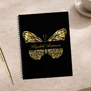 Sketchbook Schmetterling Schwarz Gold eleganter Na Notizbuch