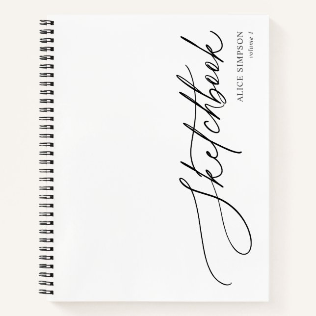 Sketchbook Script Calligraphy Minimalistisch Noteb Notizbuch (Vorderseite)
