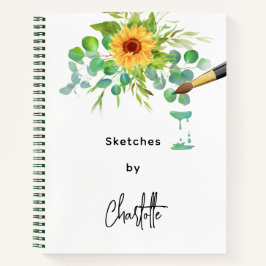 Sketchbook sunbluts eucalyptus name script notizbuch