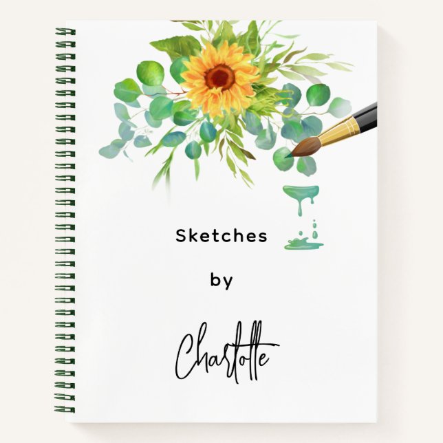 Sketchbook sunbluts eucalyptus name script notizbuch (Vorderseite)