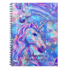 Sketchbook Unicorn Rosa Blauer Fleckname Notizblock
