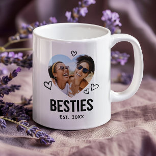 Sketched Besties Heart Foto Kaffeetasse