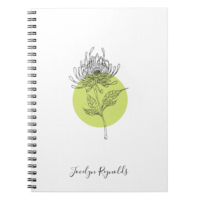 Sketched Dahlia Botanical Simple Elegant Notizblock (Vorderseite)