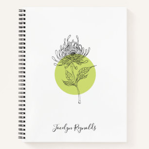 Sketched Dahlia Botanical Simple Elegant Notizbuch