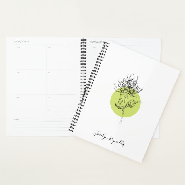 Sketched Dahlia Botanical Simple Elegant Planer (Anzeige)