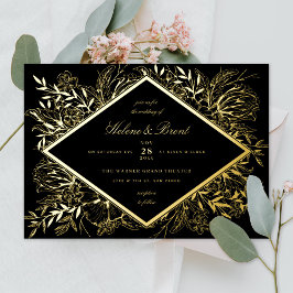 Sketched Floral Diamond Romantic Garden Champagne Folieneinladung