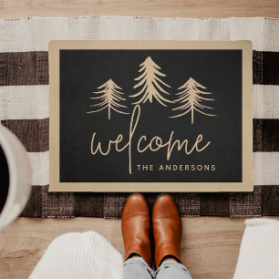 Sketched Pines Personalized Welcome Fußmatte