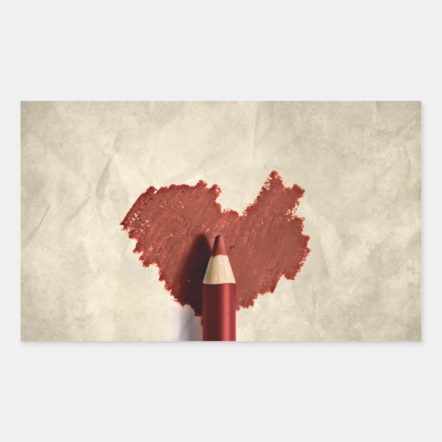 Sketched Scribbled Heart Rechteckiger Aufkleber (Vorderseite)