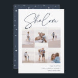 Sketched Shalom 6 Foto Collage Hanukkah Feiertagskarte<br><div class="desc">Freuen Sie sich auf diese modernen Hanukkah-Urlaubskarten,  die 6 Ihrer beliebtesten Fotos in einer Gitterkollektion enthalten. "Shalom" erscheint oben in lässigen handskizzierten kursiven Schriften. Personalisieren Sie Ihren Urlaub Gruß,  Familienname und das Jahr unten rechts.</div>
