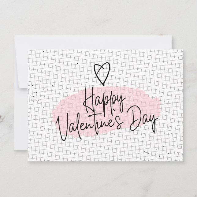 Sketchpad Grid Paper Happy Valentine's Day Card Einladung (Vorderseite)
