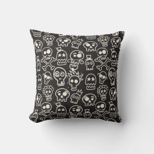 Sketchy Black Skull Nahtlose Tapete Kissen