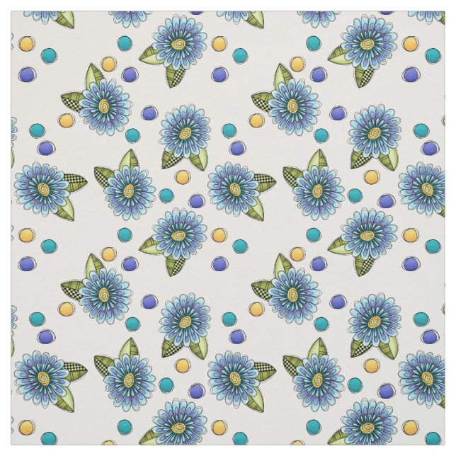 Sketchy Blue Blume Stoff (Muster)