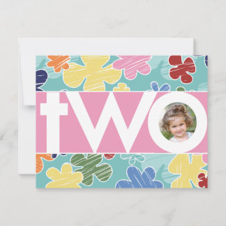 Sketchy Blume 2. Geburtstag Einladung